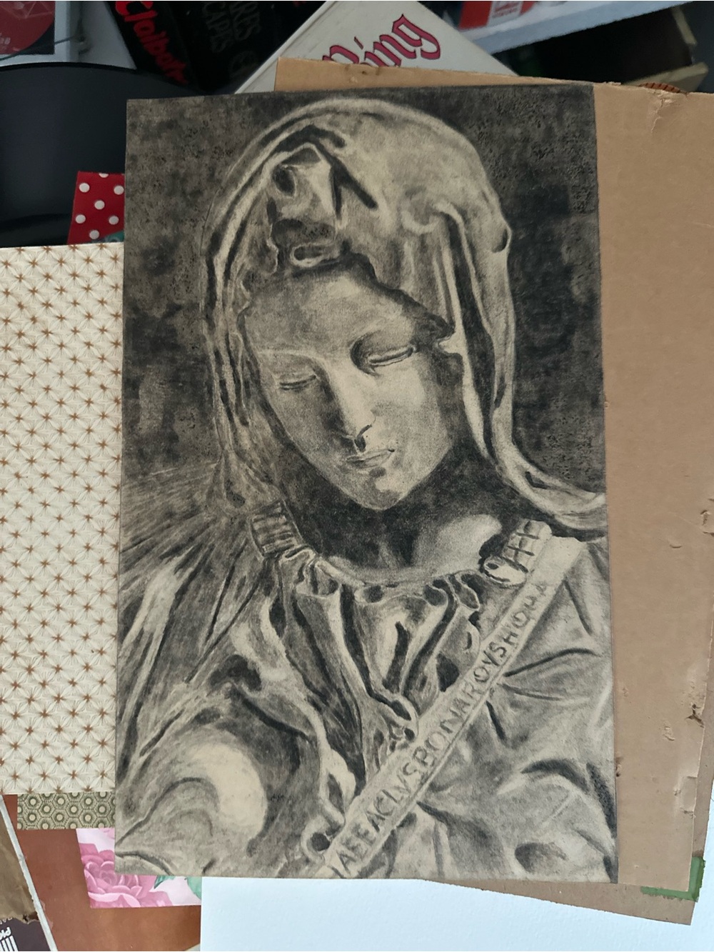 Original Charcoal Drawing (Michaelangelo’s Pieta)